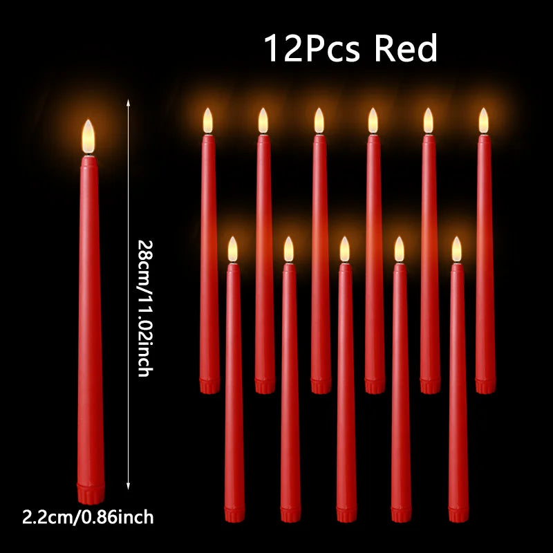24 PCS Set with Remote Control LED Taper Candles Artificial Black Flameless Flickering Candle Christmas Lights Home Birthday Wedding Candles Battery