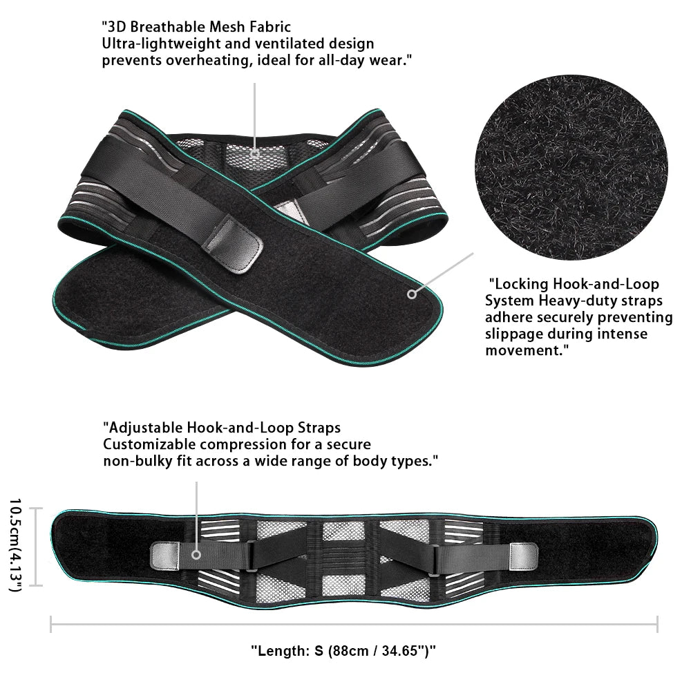NEW Arrivals S-3XL Plus Size Hip Buttocks Lifting Lower Back Brace for Pain Relief, Adjustable Lumbar Support Belt for Sciatica, Breathable & Stabilizing with 4 Steel Stays Sports Belt