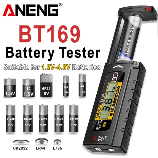 NEW Arrivals  BT169 Digital Battery Testers Detector Multifunctional Quickly Measure Battery  AA/AAA/C/D/9V/1.5V Button Cell Measurement Home Appliances Electrical Supplies