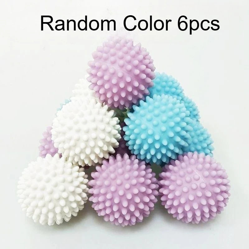Set of 6 Reusable Magic Laundry Balls - Fabric Softener, Prevents Tangling And Removes Dirt, Available in Various Colors Pets Dogs Cats Hair Catcher Home Hotels Use
