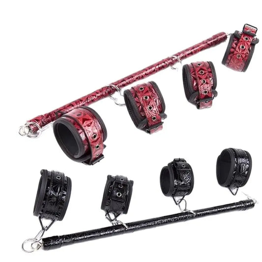 Spreader Bar Erotic Toys Leather Handcuffs Ankle Cuffs Restraints Bondage Set BDSM Adult Products Sex Toys For Women Couples