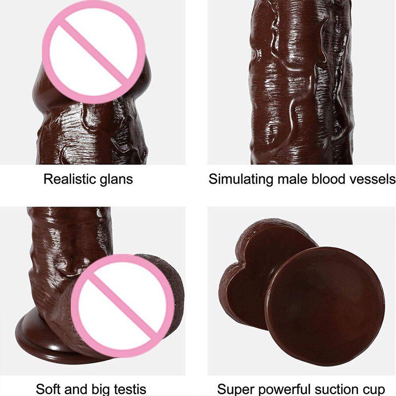 New Realistic Dildo XXL Penis with Plump Testicles Acorn Real Dong Tail Sex Toy with Strong Suction Cup