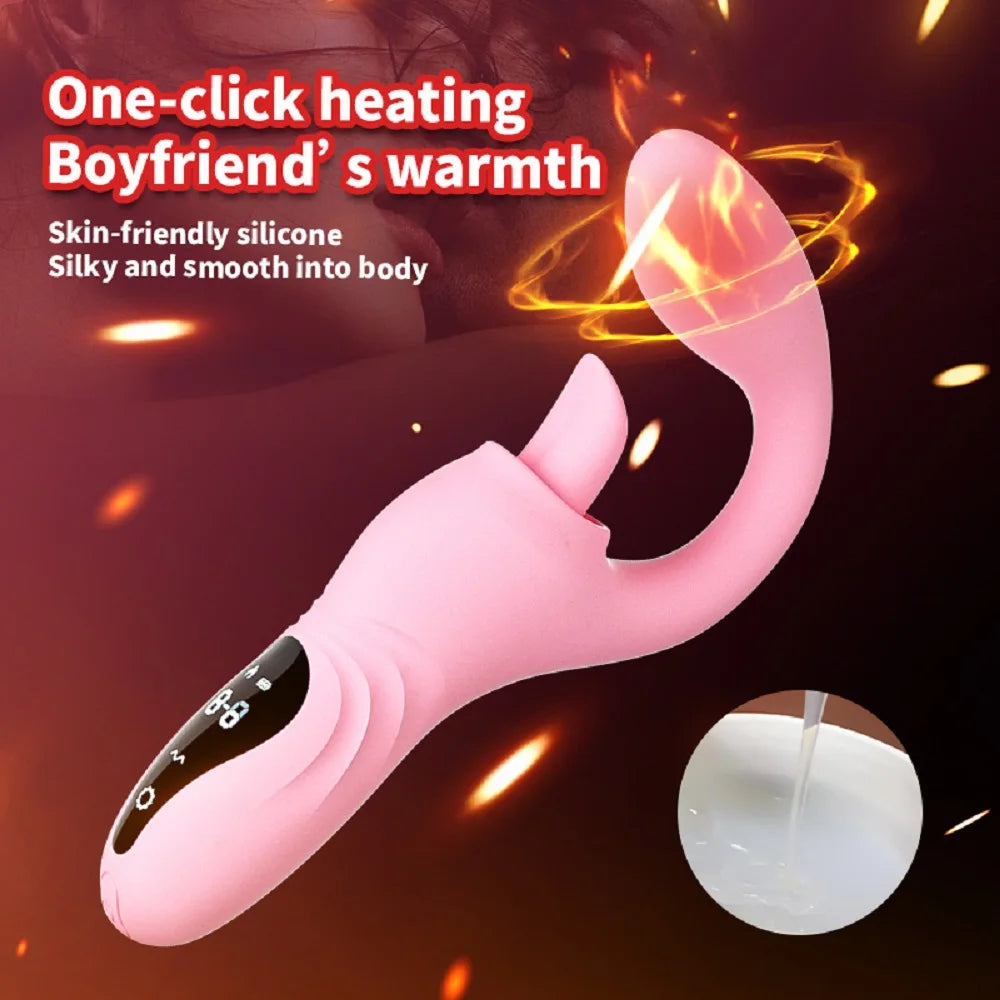 360 Degree Curved Smart Touch Heating Tongue Licking Clitoral Soft Vibrator G-Spot Clitoris Masturbation Tool for Women Sex Toys Vibration Sex Toy Supplies