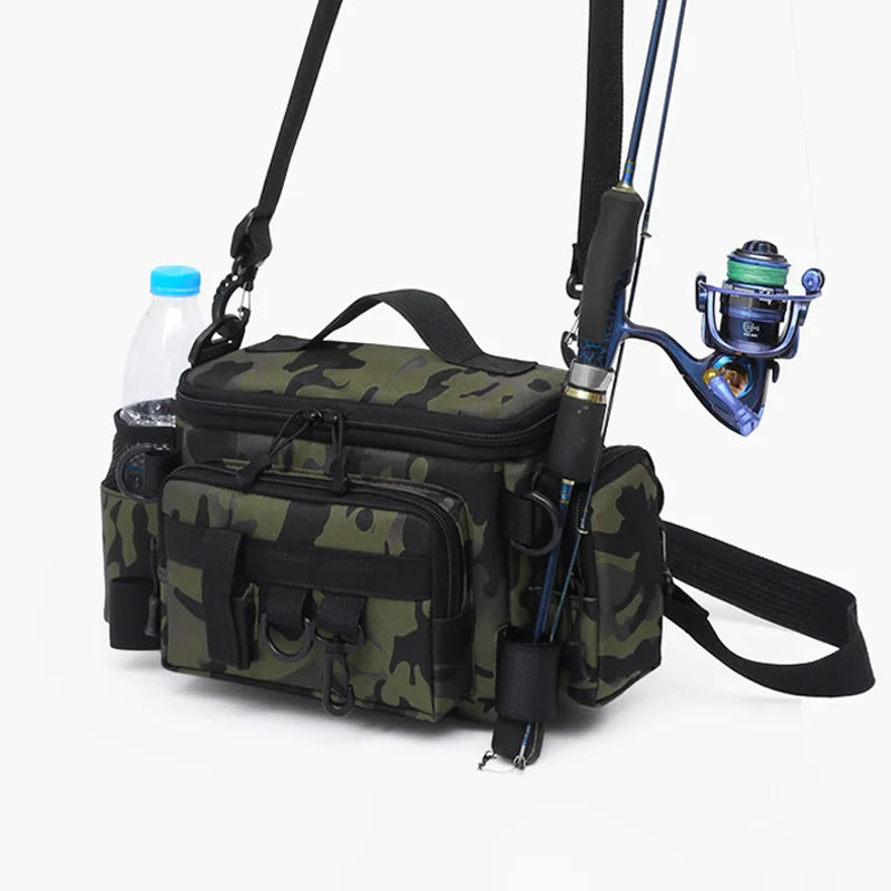 NEW Style Multi-Pockets Thickened Fishing Gear Top Quality Shoulder Bag Portable Fishing Rod Holder Bait Line Box Storage Outdoor Sports Bag Angling