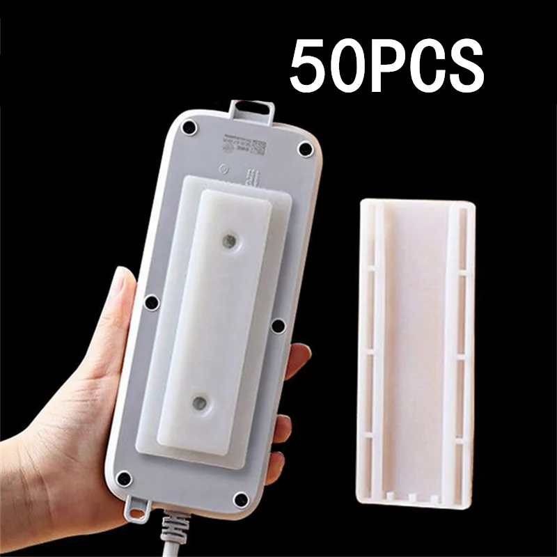 NEW Arrivals 50/100PCS Set Self-Adhesive Desktop Socket Fixer Hanging Power Strip Cable Organizer Removable Wall Holder Fixator Wall-Mounted Home Living Room