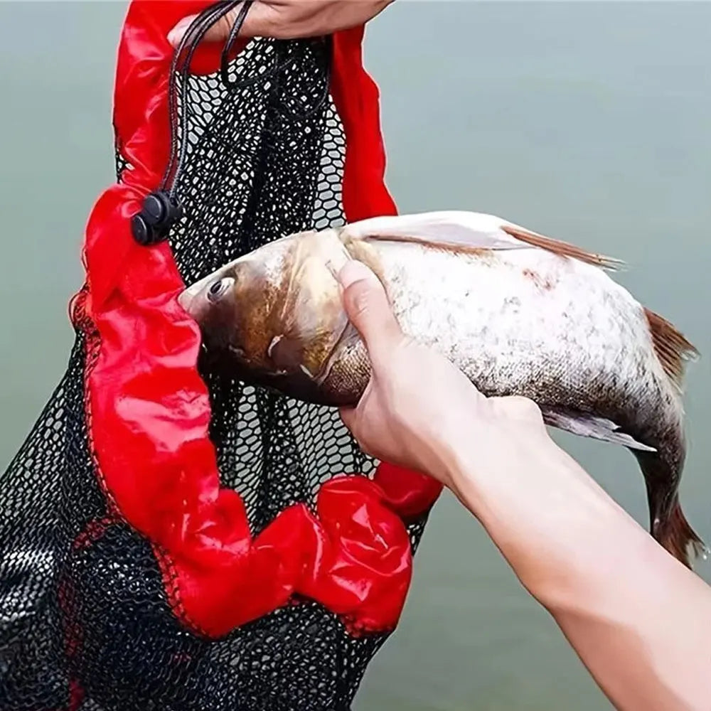 Fishing Mesh Bag Folding Fishing Gear Thickening Small Grid Nets Live Fish Nets Bag Bundle Mouth Net Bag Fishing Supplies