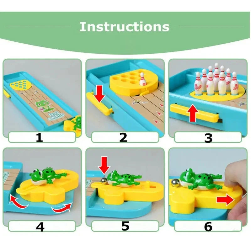Children Mini Desktop Frog Bowling Game Toy Funny Indoor Parent-Child Interactive Table Sports Game Toy Bowling Educational Gift For Kids
