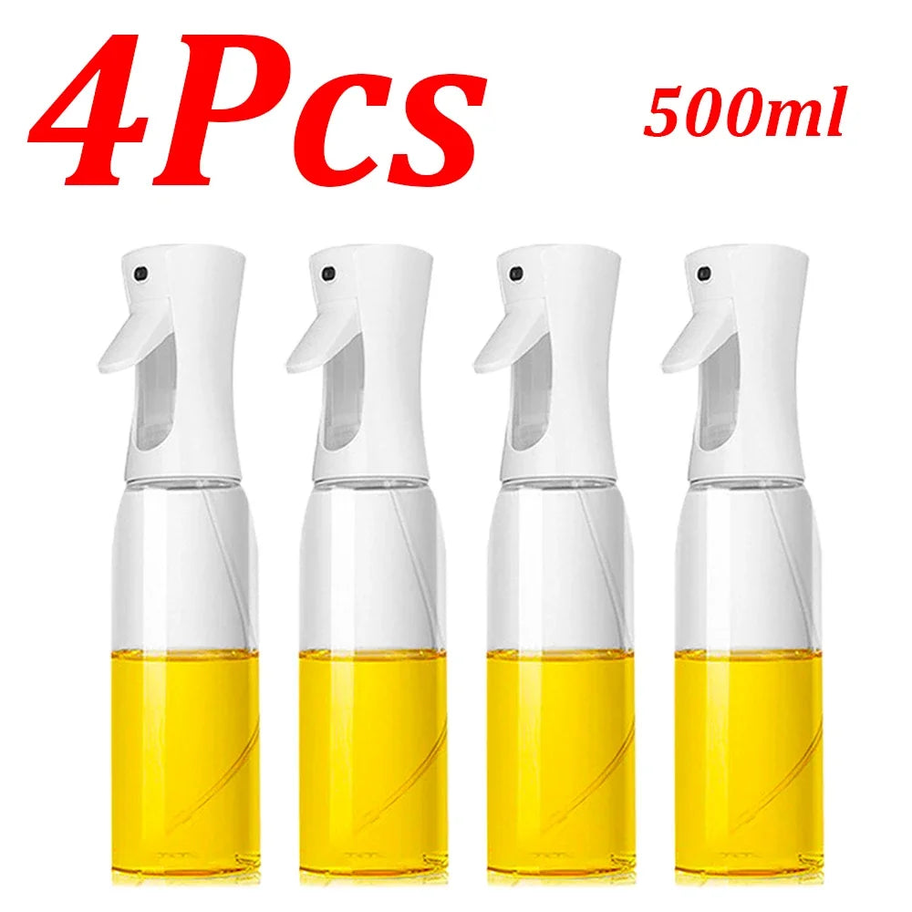 NEW Arrivals 4PCS Set Spray Oil Sprayer Dispenser Edible Olive Oil Spray 300/500ML Oil Sprayer Cooking Baking Vinegar Soy Sauce Spray Container Kitchen Accessories