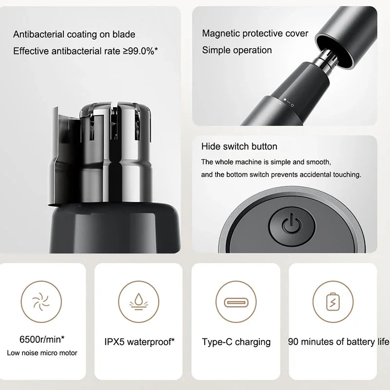 NEW XIAOMI Electric Nose Hair Trimmer Portable Nose Ears Hair Eyebrow Trimmer  Accessories for Women Men Rechargeable Painless Clipper Hair Care Supplies