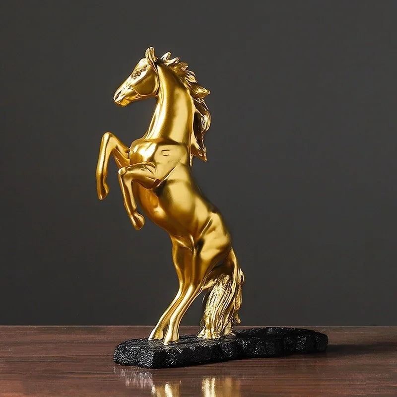 Resin Golden Warhorse Wine Rack Figurines Horse Bottle Holder Storage Decoration Accessorie Collection Home Interior Item
