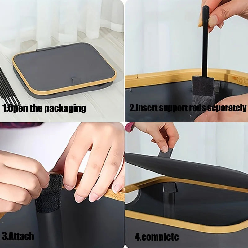 1PC Dirty Clothes Basket With Lid And Inner Bag, 100 Liter Laundry Basket, Foldable Laundry Basket With Detachable Inner Bag
