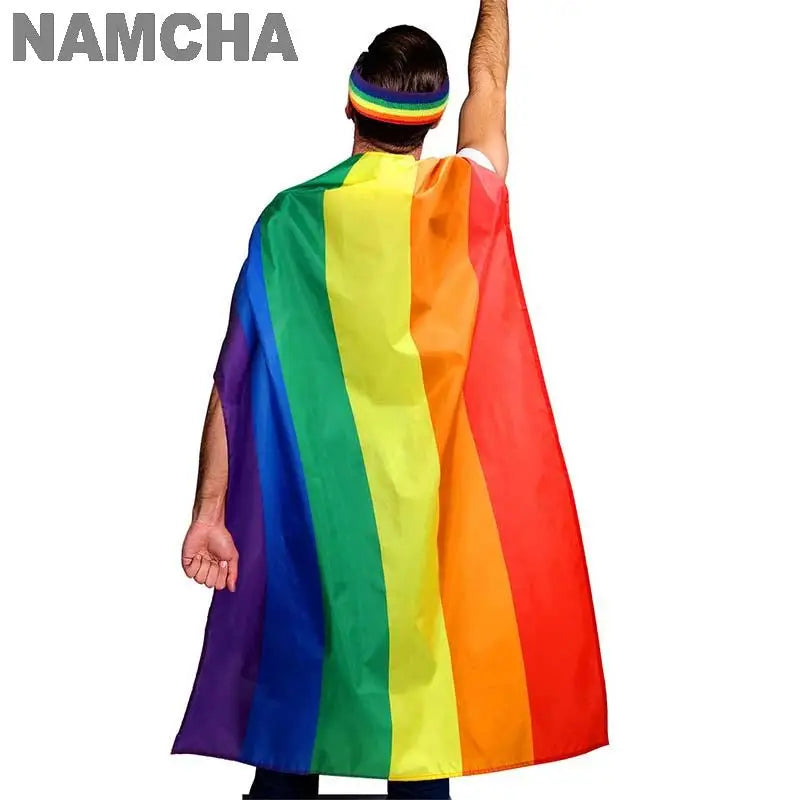 LGBT Rainbow Flag Cape Pride Month Cloak Shawl Hair Bands Bow Stretch Headbands Digital Printing Holiday Party Supplies