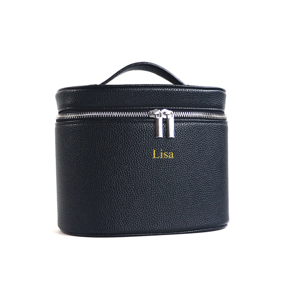 NEW Large-Capacity PU Leather Cosmetic Box with Internal Storage Box, Customizable Names and Letters, Travel Portable Cosmetic Bag