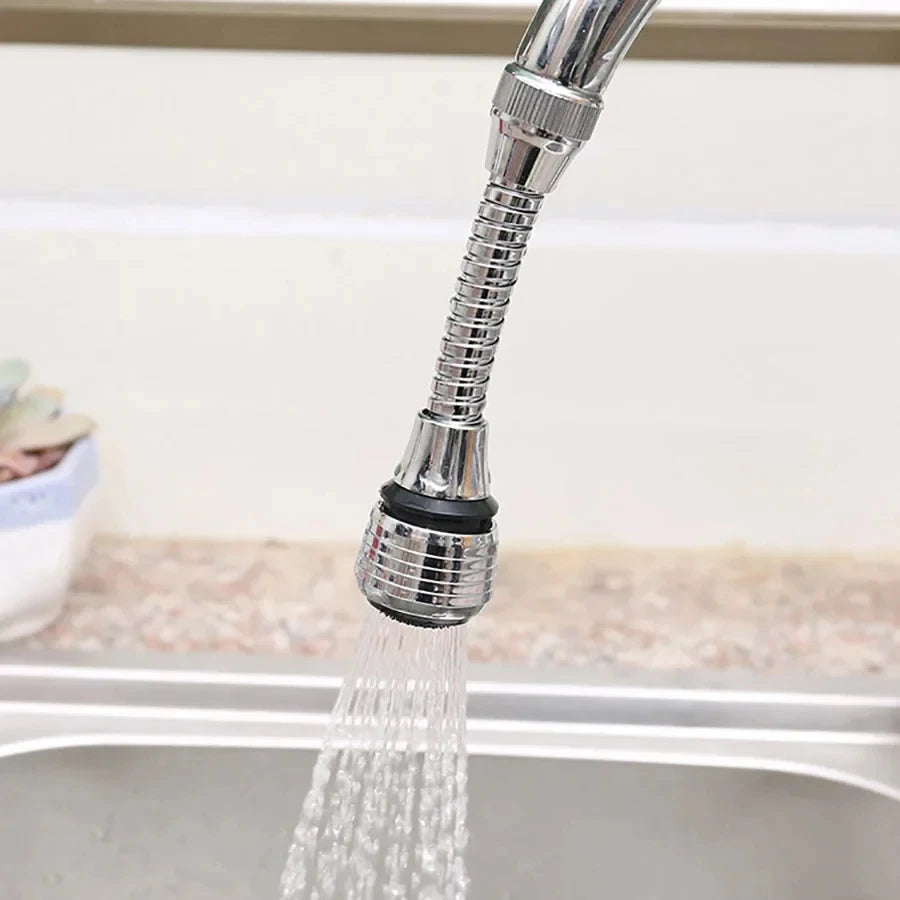 Kitchen Bathroom Stainless Steel Faucet Sprinkler Water-Saving Device Lengthening Rotating Splash Proof Sprinkler Spray Extender Bubbler