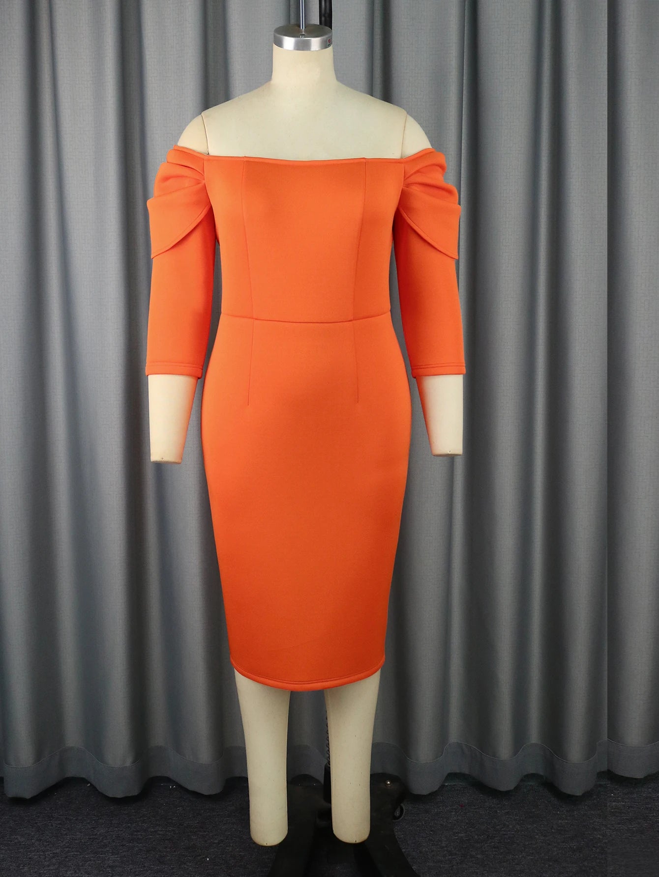 Plus Size Women Dress Bodycon Party Sexy Off Shoulder Three Quarter Sleeves Birthday Gowns Female Occasion Wedding Guest Spring