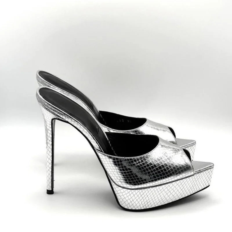 Just Arrived 7 Colors Handmade Summer Women High Heeled 12cm Shoes Crocodile Pattern for Woman's Pointed Toe Peep Toe Stiletto Platform Pumps Sexy Ladies Wedding Guest Dance Shoes