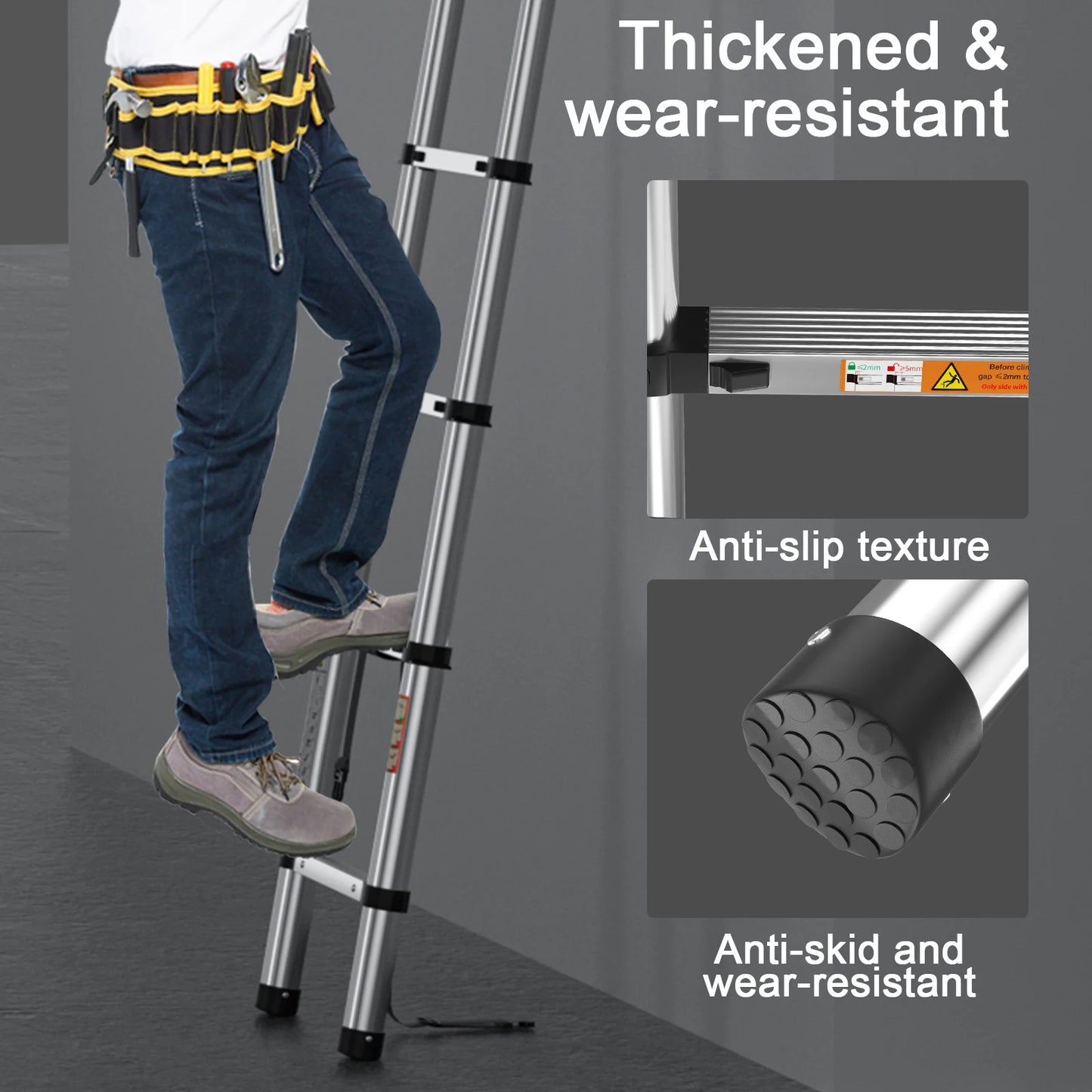 Telescopic Ladder Stainless Steel, Load 150kg, Convenient Extendable ,For Pulling Walls, Changing Light Bulbs, Repairing Roofs, RV Home Work Heavy Duty Accessories