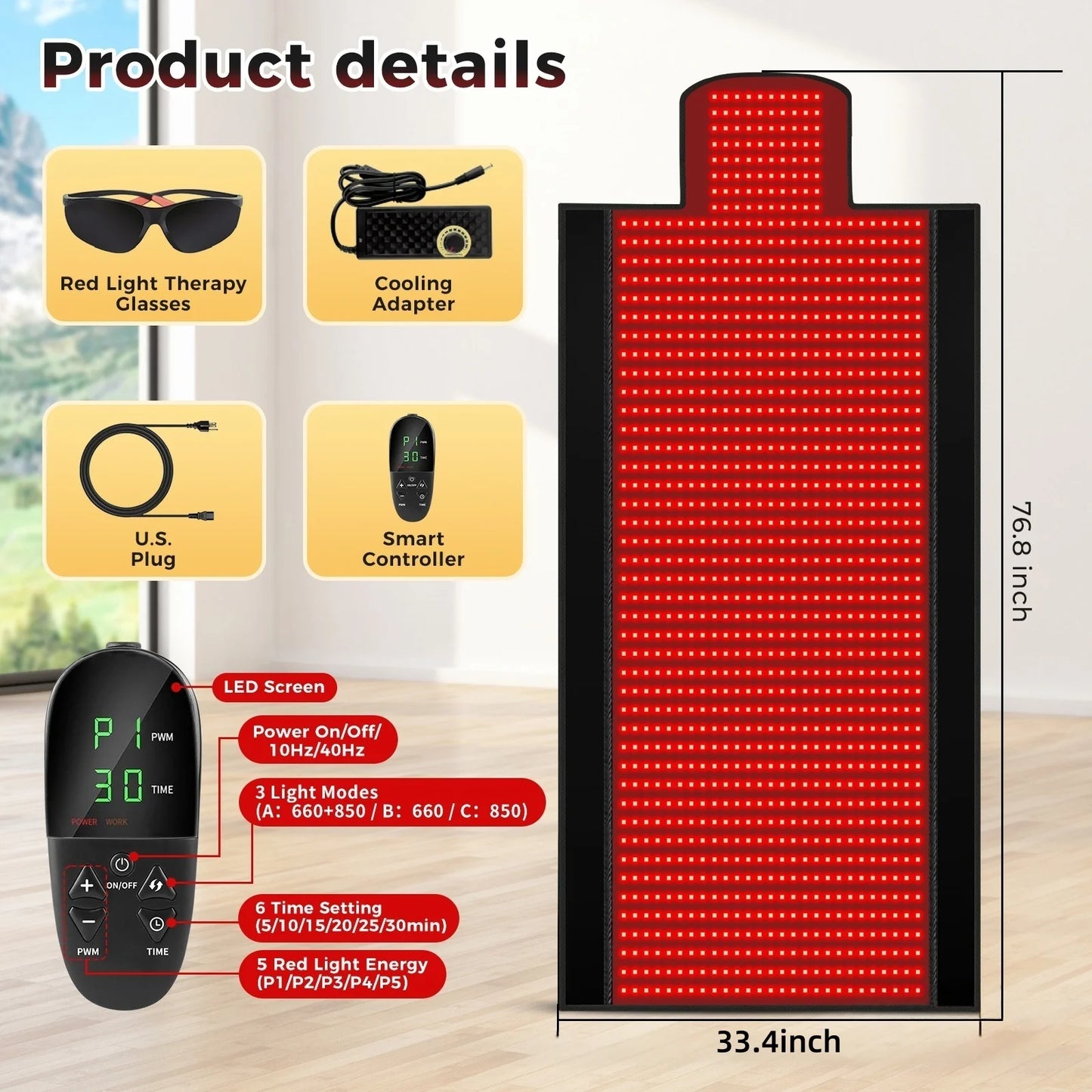 HOT SALE 325/1370/2570pcs LED's Red Light Therapy with Remote Control Infrared Mat 660nm 850nm Red Light Blanket Pad Phototherapy Waist Heating Body Pain Relief Full Body Healing Muscles Back Legs Treatment Machine Health Car