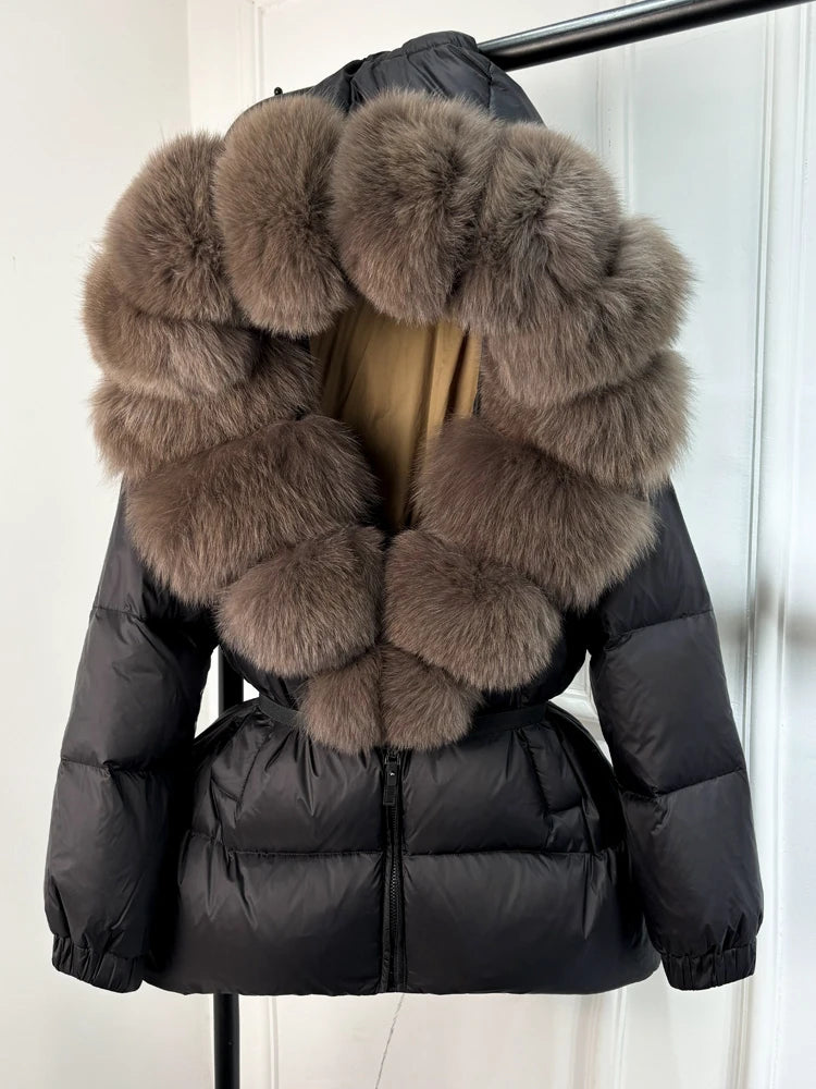 NEW Arrivals UK S-XL Size 11 Colors Winter Puffer Jacket Women 100% Real Fox Fur Hooded Thick Warm 90% White Duck Down Coat Female Parkas Waterproof Mini Coat
