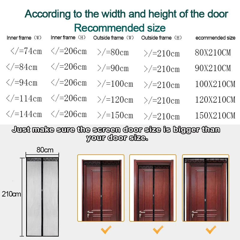 NEW Arrivals 80CMx210Cm - 2Mx240CM White/Gray/Black Color Magnetic Mosquito Net Tool-Free Summer Anti Bug Fly Door Curtains Mesh Automatic Closing Door Screen Kitchen Anti Bug Fly Door Screen