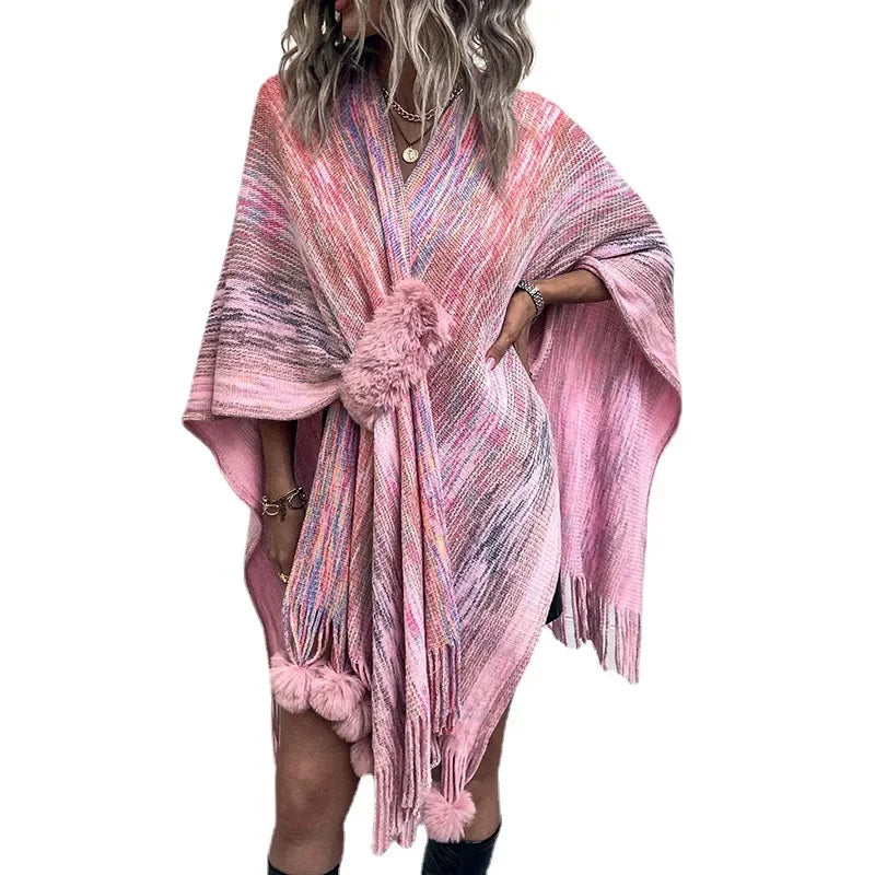 NEW Arrivals High Quality Luxury Shawl Cardigan Coats Women Sweaters Full Sleeve Tassel Cloak Coat Capes Elegant Splice Open Stitch Ponchos Autumn Winter Girls Ladies Fashion Apparel Accessories Clothing Supplies