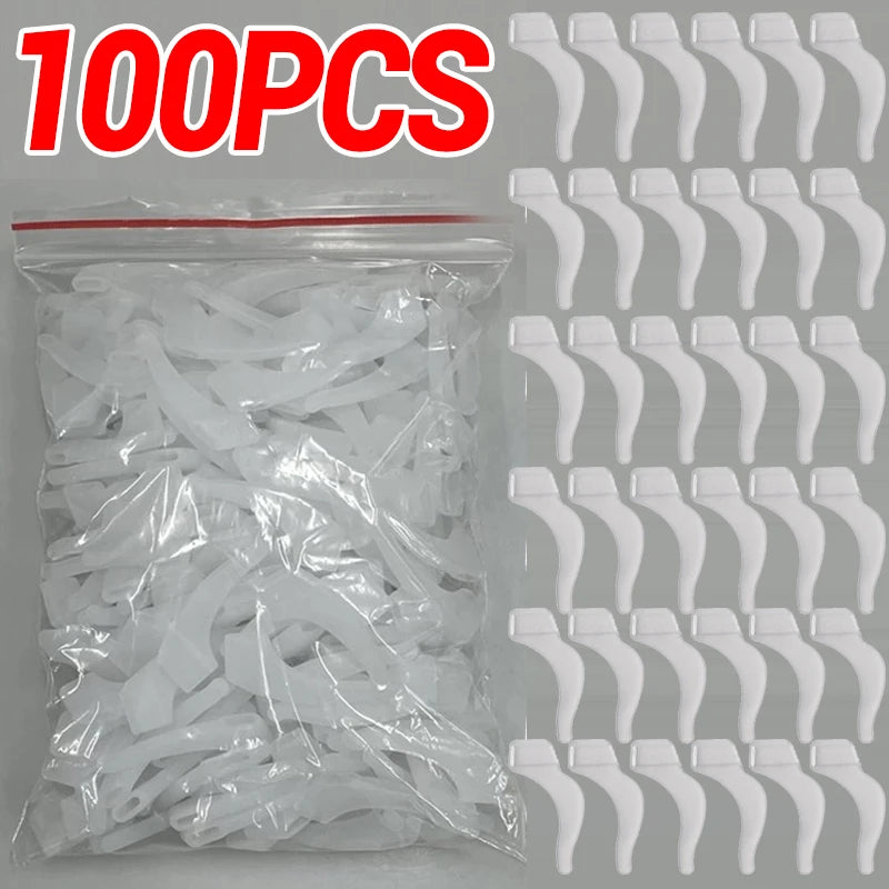100 PCS Set Anti-Slip Silicone Ear Hooks Glasses Eyeglasses Leg Elastic Ear Grip Stopper Bracket Fastener Accessories Temple Anti-Fall Eyewear Holder Women Men Optical Accessories