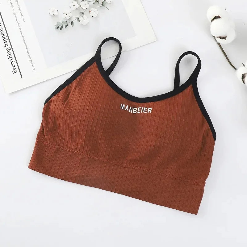 NEW Arrivals 12 Colors Girls Strapless Bra with Chest Pad Women's Outdoor Running Wear No Steel Ring Yoga Sports Wrap Chest Anti-Light Vest Beautiful Back Underwear
