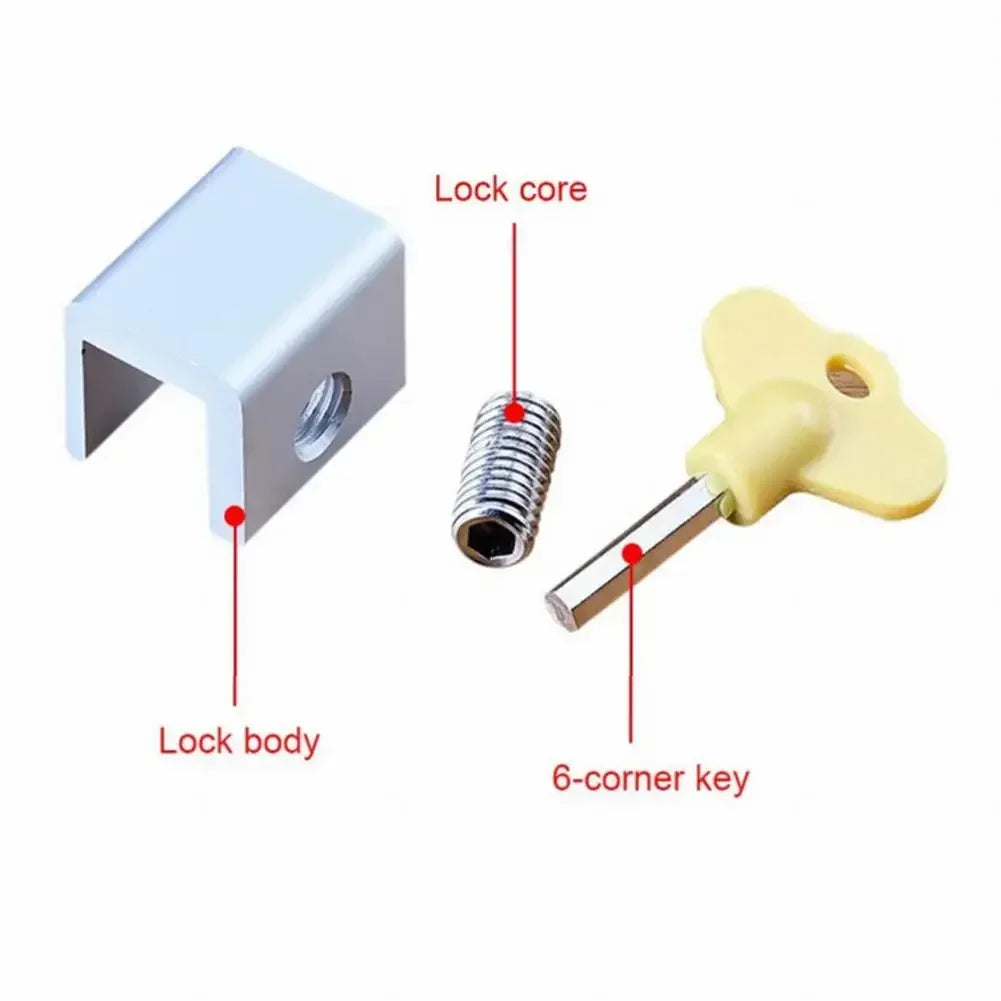 Babies Kids Pets Double Holes Door Shutter Safety Lock Restrictor Sliding Doors Windows Stopper Restrictor Window Security Key Lock Child Safety Anti-Theft Door Stopper
