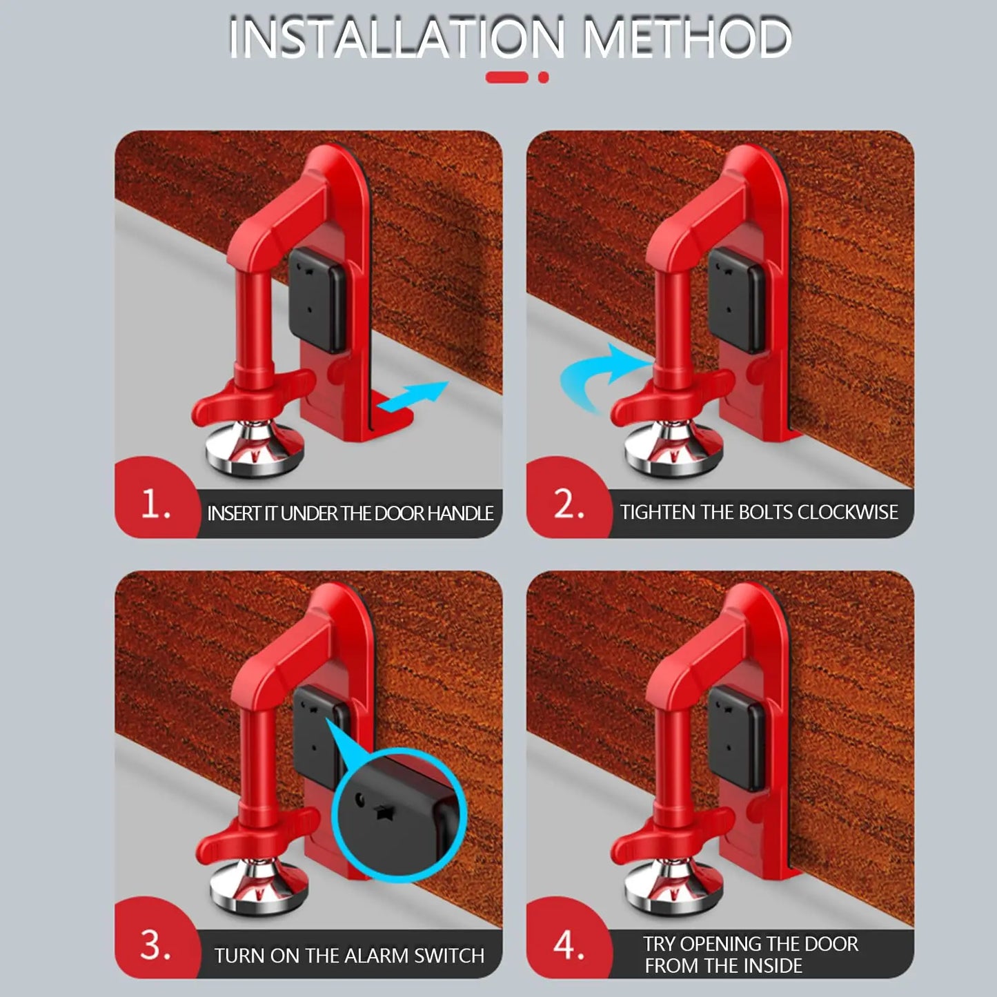 NEW Portable Alarm Door Stopper Portable Door Lock Travel Anti Theft Door Blocker Door Stoppers Security Alarm Wedge No Drill Safety Door Jammer Home Office Security Supplies