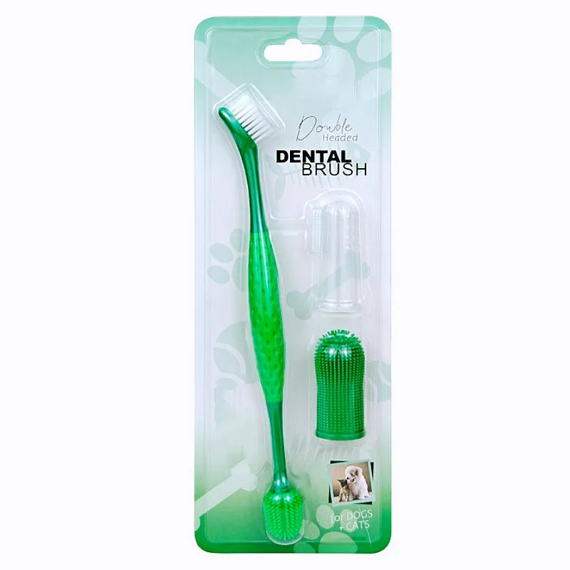 3 PCS Set Dog Toothbrush Set Pet Toothbrush  Double Head Rotating Toothbrushes for Dog Teeth Cleaning Oral Care Cat Toothbrushes Pet Supplies
