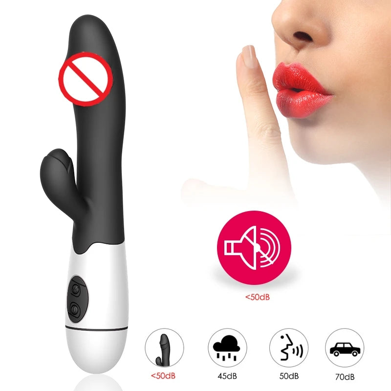 30 Speed Rechargeable Handheld Silicone Adult Clit Clitoral Clitoris Sex Toy G Spot Dual Motor Rabbit Vibrator for Women Female