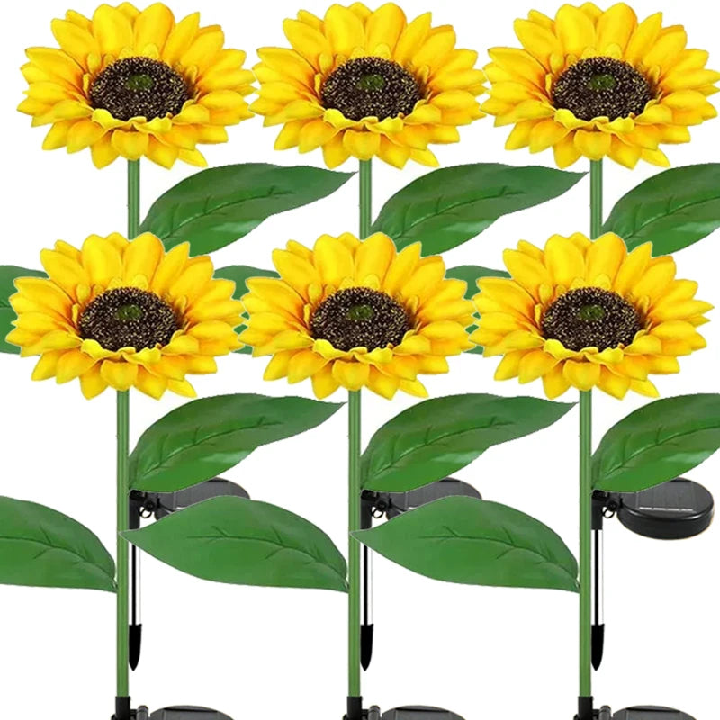 NEW Arrivals 6 PCS Set (36 Heads) Solar Garden Lights Outdoor Solar Sunflower LED Smart Light Sensor Lamp Decor Lawn Lamp for Outside Yard Pathway Garden Lawn Pathway Home Lighting Accessory Sets