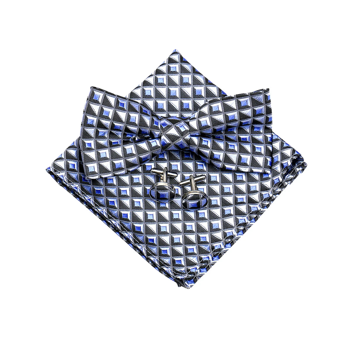 3 PCS Set 55 Colors Luxury Paisley Bowtie Suit Man Bow Tie Pocket Square Cufflinks Wedding Bowknot Accessories Butterfly Neckwear Adjustable Adult Ties