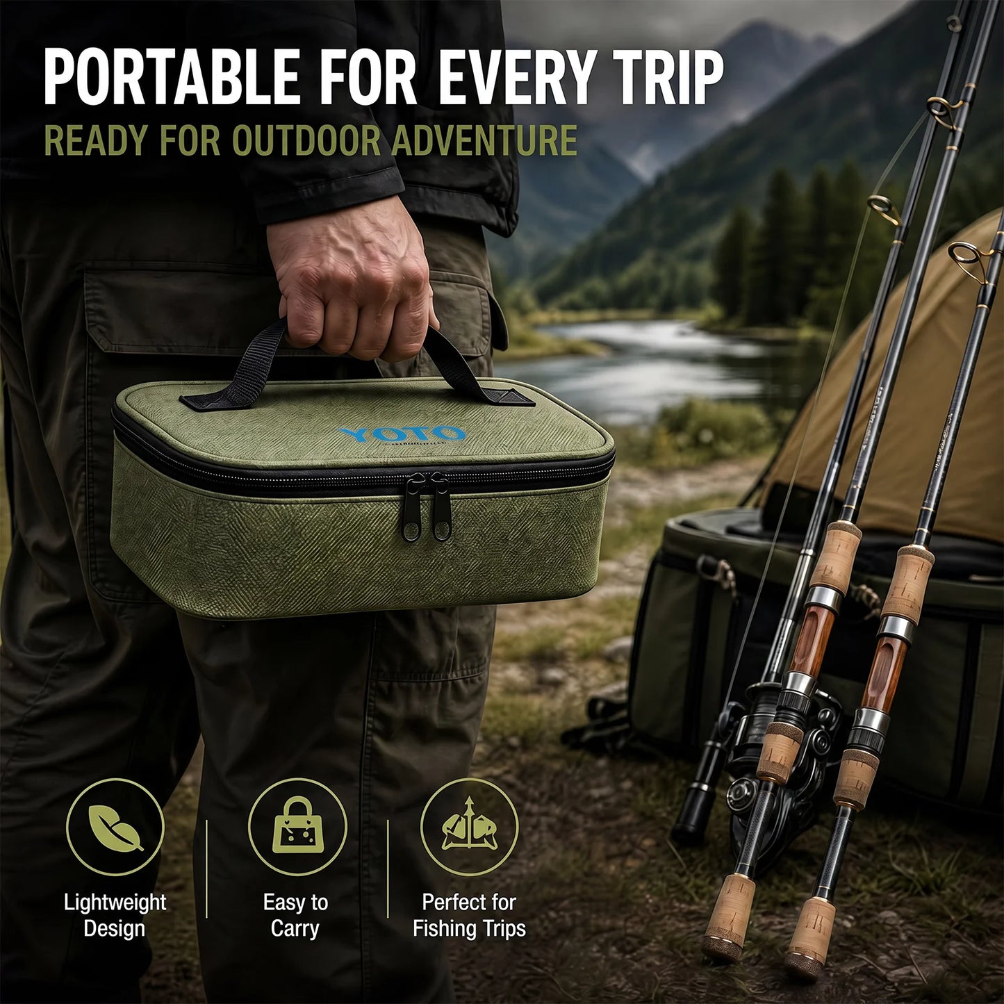 Large Capacity Fishing Lure Bag Suitable for Trout, Sea Fishing, Pier & Freshwater Tackle Organizer with Reel Case Water Sports Fishing Accessories