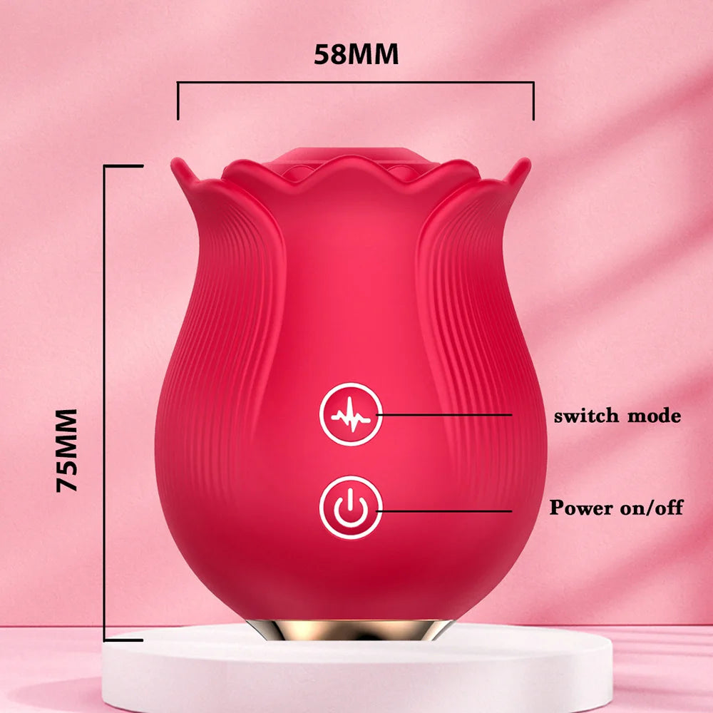 Rose Shape Vagina Sucking Vibrator Intimate Nipple Sucker Oral Licking Clitoris Stimulation Thrusting Powerful Sex Toy for Women