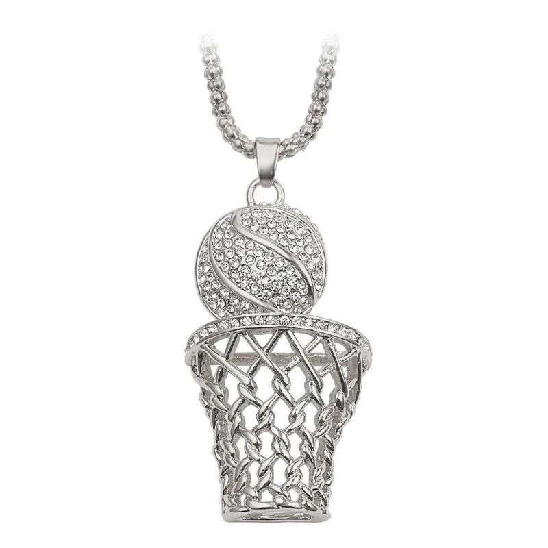 NEW Fashion Street Exaggerated Punk Basketball Pendant Necklace for Women Men Sports Hip Hop Chain Jewelry Accessories