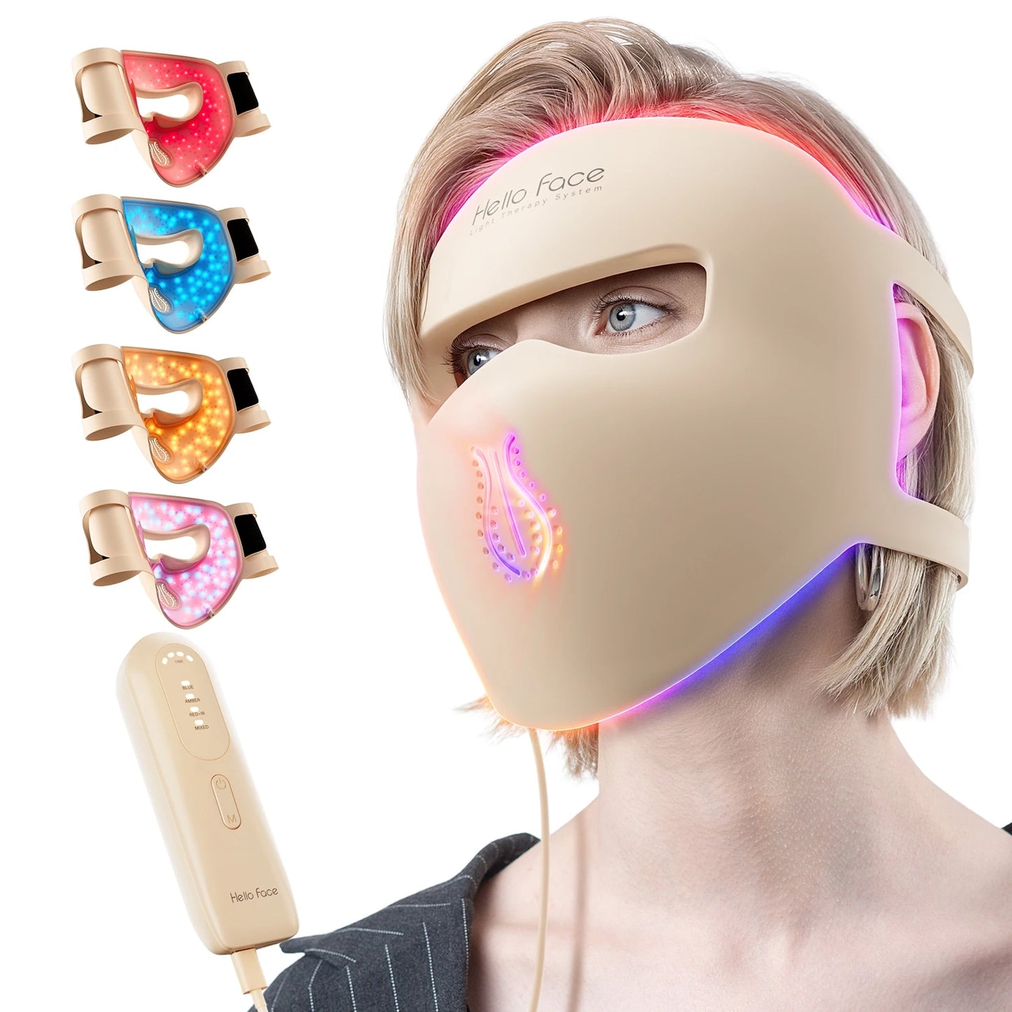 312 PCS Portable Hello Face M300 4D Mask LED Light Therapy Mask Red Near-Infrared Facial Neck Skin-Friendly Silicone Mask Women Skin Care Devices Beauty Tools Sets