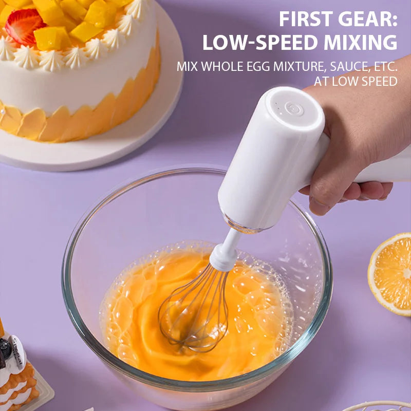Electric USB-Type C Egg Beater Rechargeable Home Handheld Small Wireless Egg Beater Baking Cream Electric Whip Blender Hand Mixer for Cakes