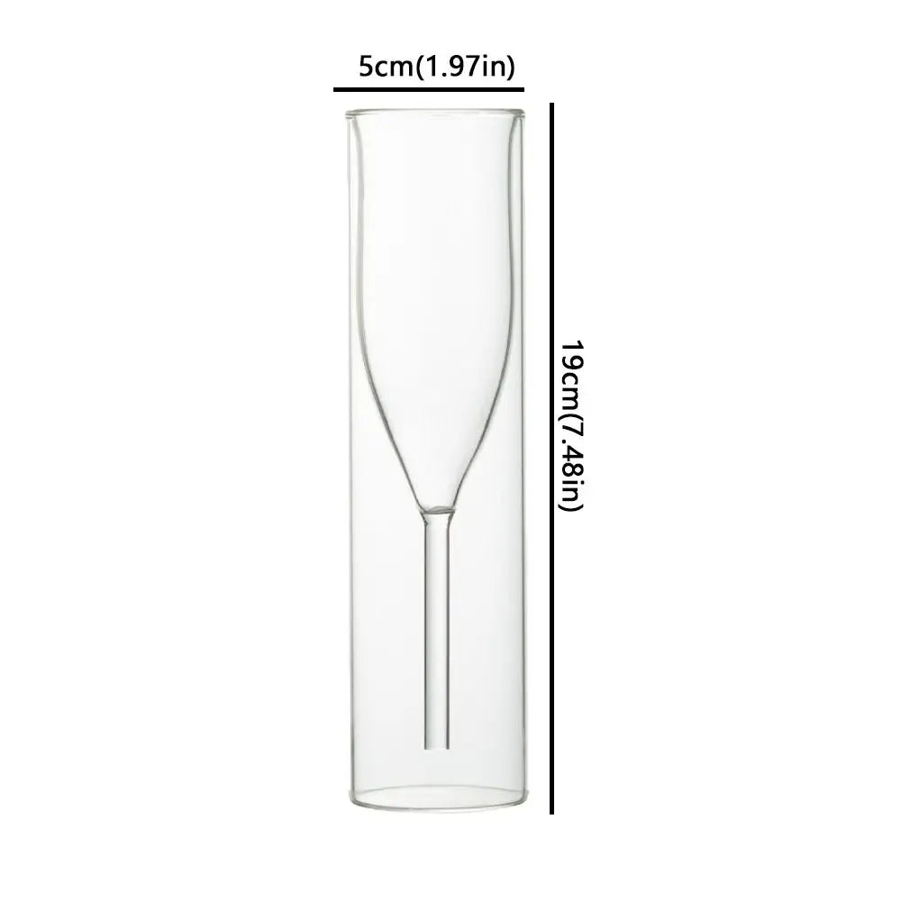 Double Wall Champagne Glasses Wine Dispenser Shatter-Resistant 120ml Glass Drink Cup Heat Insulation Transparent Wine Glass Home Bar Glassware Pubs Night Club Barware Accessories