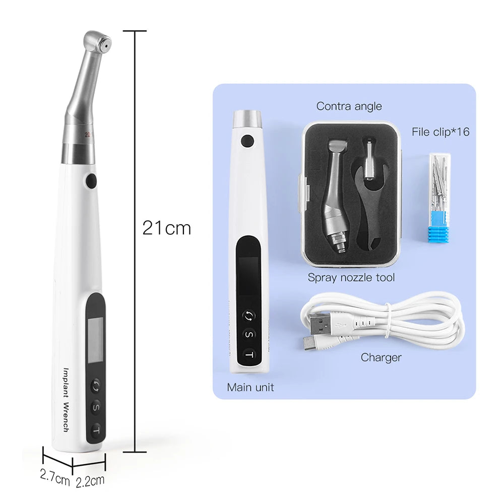 Dental Electric Wireless Torque Driver Implant Torque Wrench with 16pcs Screwdrivers Kit Implant Motor Dentistry Tools