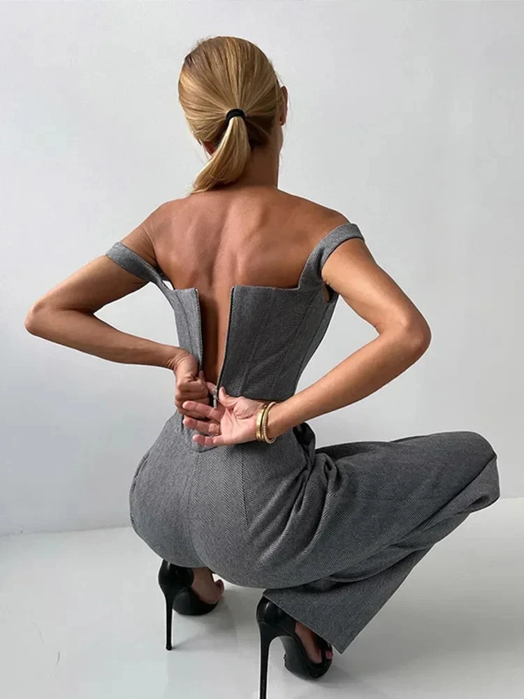 NEW Arrivals 3PCS Set UK Size Gray/Pink Color Luxury Women Top Blazer Pants Solid One Button Jacket Crop Tops High Waist Pocket Pant Evening Party Business Dinner Suit Office Lady Set