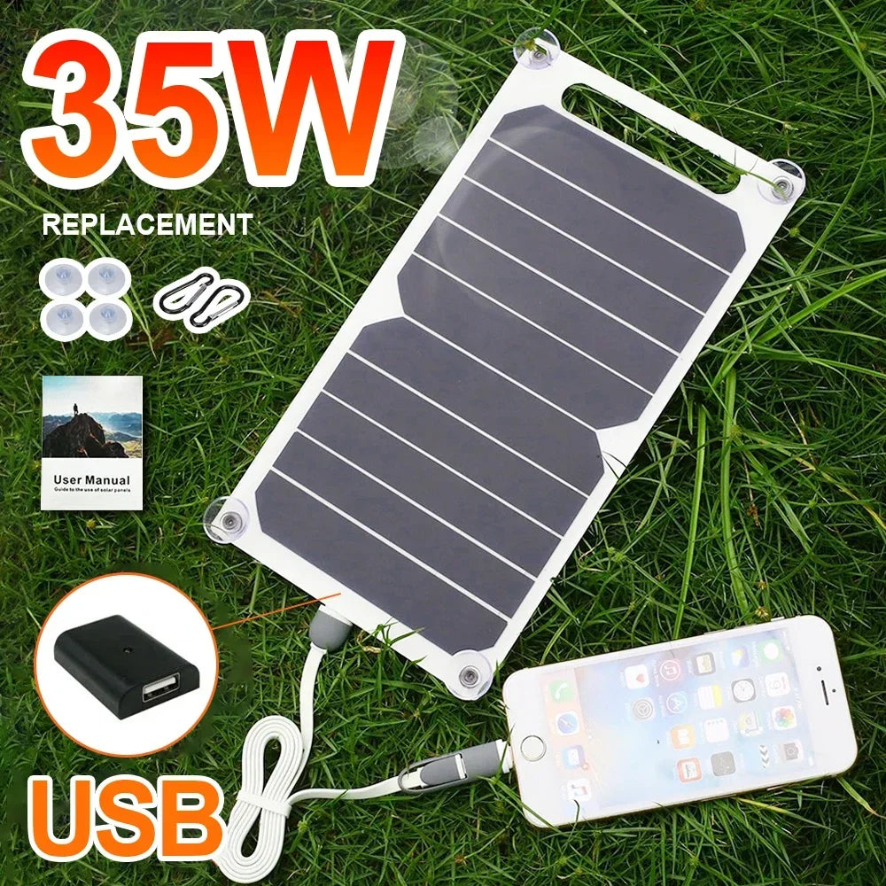 35W Sun Power Portable Solar Panel 5V Solar Plate With USB Safe Stabilize Charger For Power Bank Phone Outdoor Camping Home RV Gift