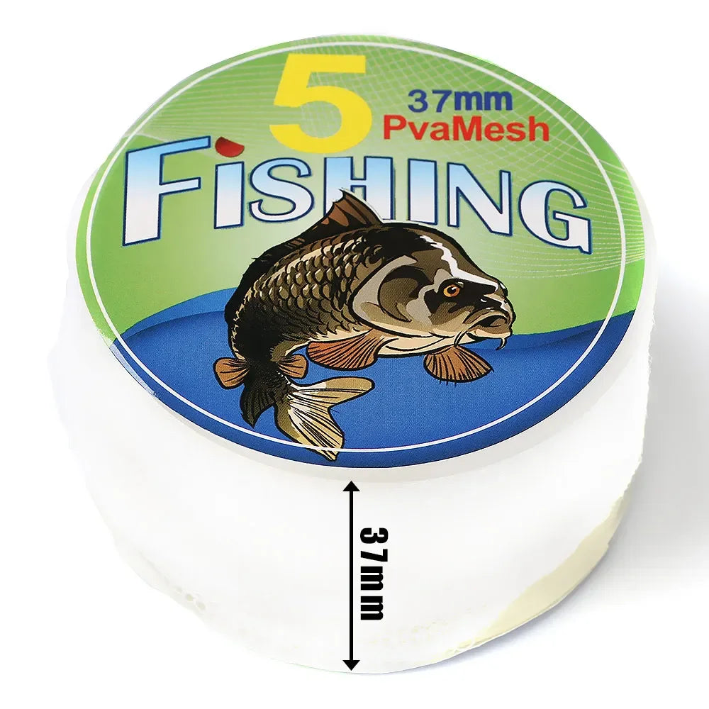 5M/20M Soluble PVA Mesh Refill Carp Fishing Feeder Fishing Lures Refill Rig Hook Bait Wrap Bags 25/37/44mm Bag Fishing Accessories