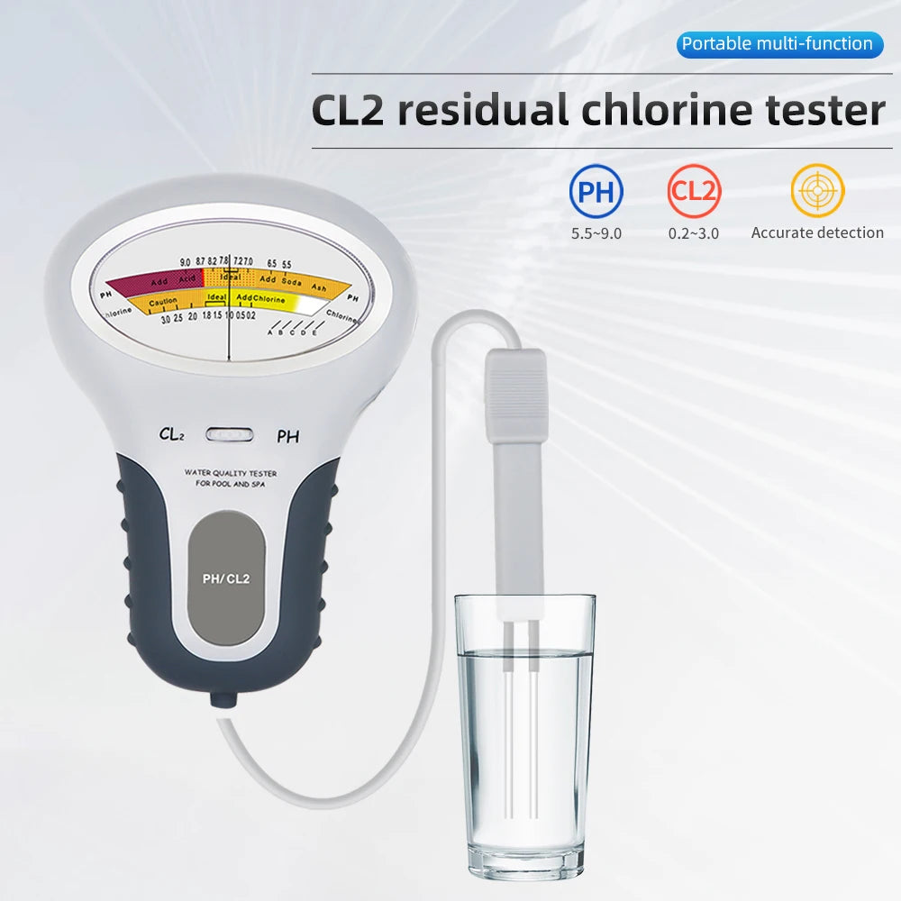 2 In 1 Chlorine Detector PH & CL2 Meter Swimming Pool Spa Chlorine Monitor Tester Aquarium Hot Spring Water Quality Tester