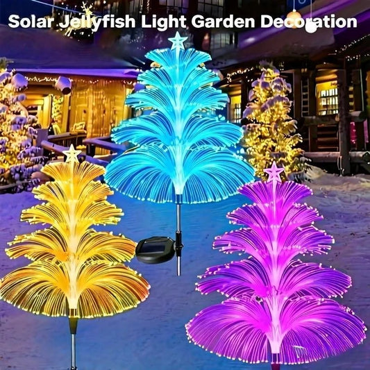 3/5 Layers Outdoor Solar Jellyfish Lights - Waterproof 1-5 Layer Fiber Optic Decor for Garden Pathway, Lawn Patio Landscape Lighting