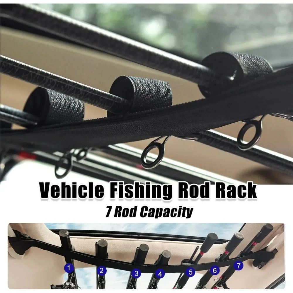 Car Vehicle Interior Fishing Rod Holder Fishing Carrier for Car Fishing Rod Rack 7 Rod Capacity Heavy Duty for SUV/Wagons/Van/Truck