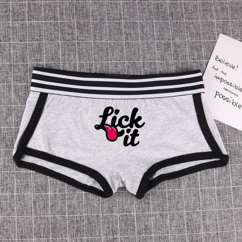 NEW Arrivals *Lick It* Tongue Cotton Underwear for Women New Girls Boxer Shorts Female Boyshorts Panties Breathable Women's Intimates Summer Beach Bar Girls Streetwear Shorts