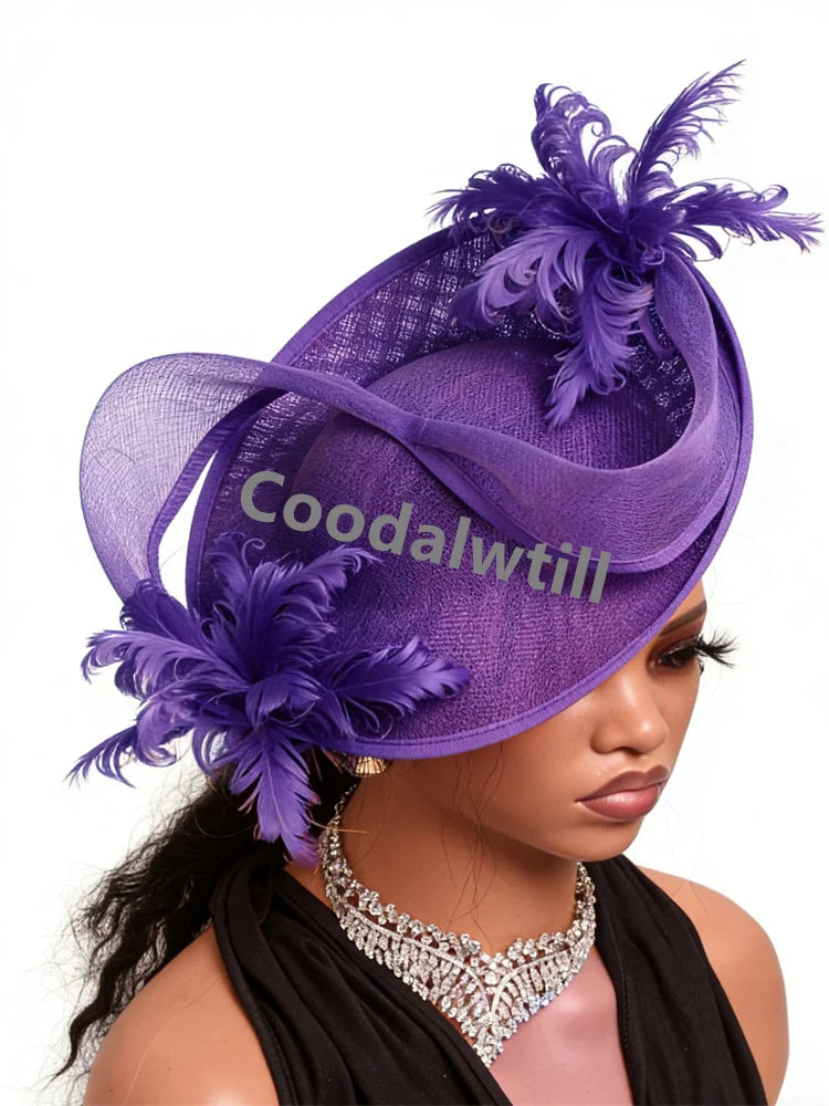 21 Colors Royal Ascot Horse Racing Women Femme Luxury Fascinator Kentucky Ladies Tea Cocktail Derby Headpiece Feather Fancy Opera Concerts Red Carpet Bride Wedding Hats Apparel Accessories