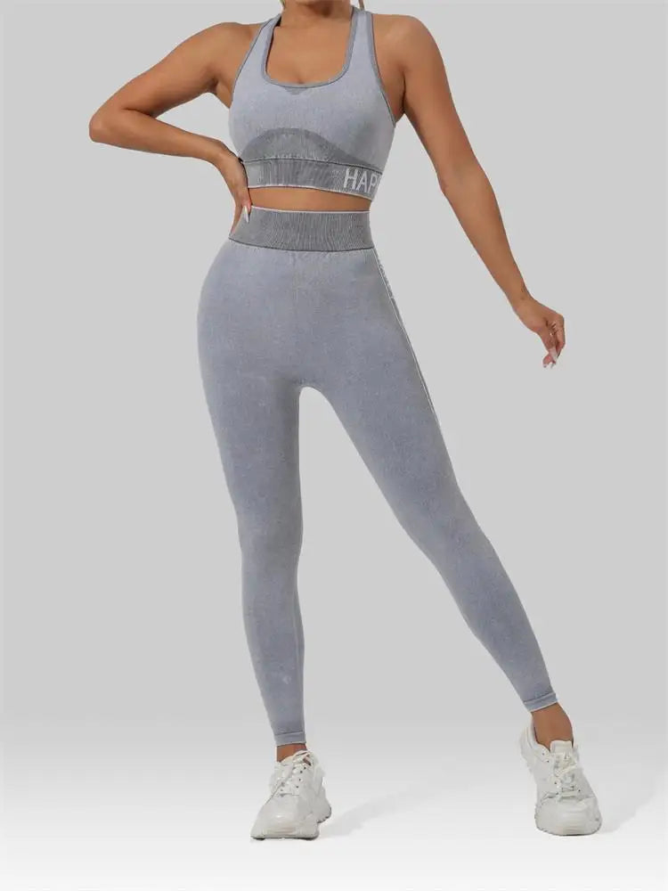 2 PCS Set Outdoor Quick-Drying Yoga Wear Set, Women's Sports Bras and Long Pants, Yoga Cycling, Running and Fitness Workout Wear Female Sports Apparel Clothing Supplies