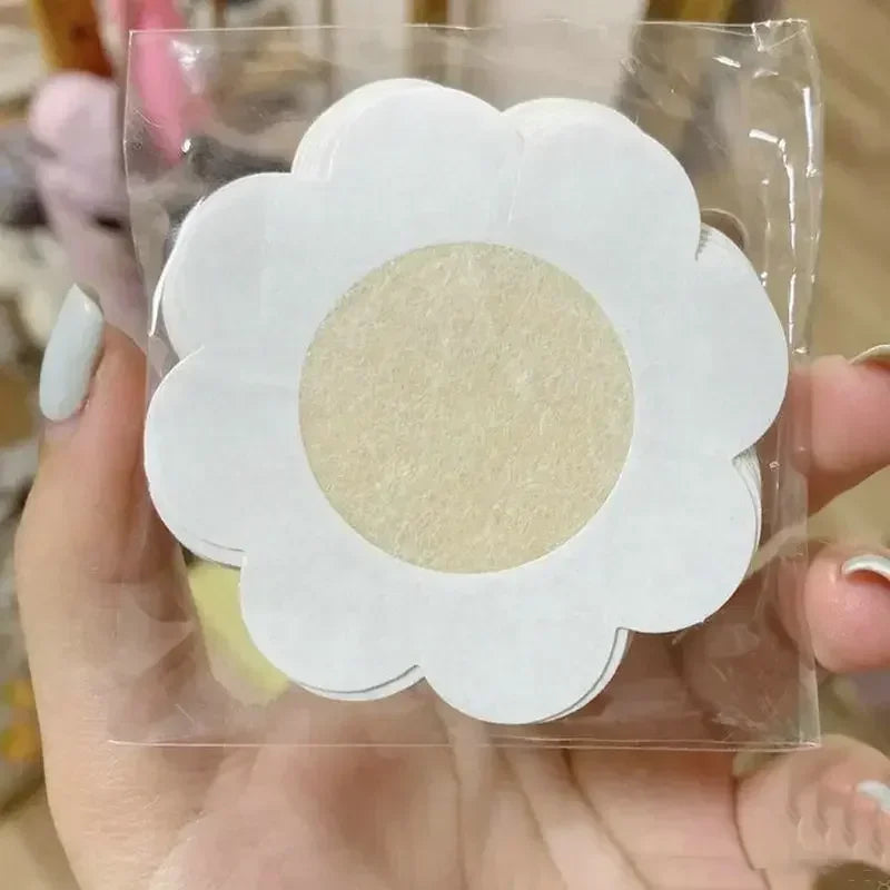 200 PCS Set Round/Flower Type Nipple Sticker Disposable Invisible Chest Sticker Non-Woven Bra Breast Patch Bra-Less Pasties Pad Nipple Cover Sticker Women's Underwear Accessory Sets